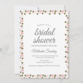 Pink Dots Confetti Gold Border Brautparty Einladung (Vorderseite)
