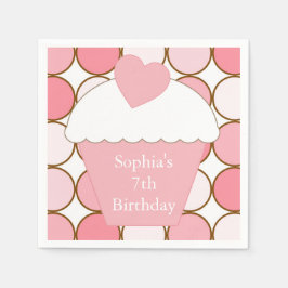 Pink Dots Cupcake Serviette