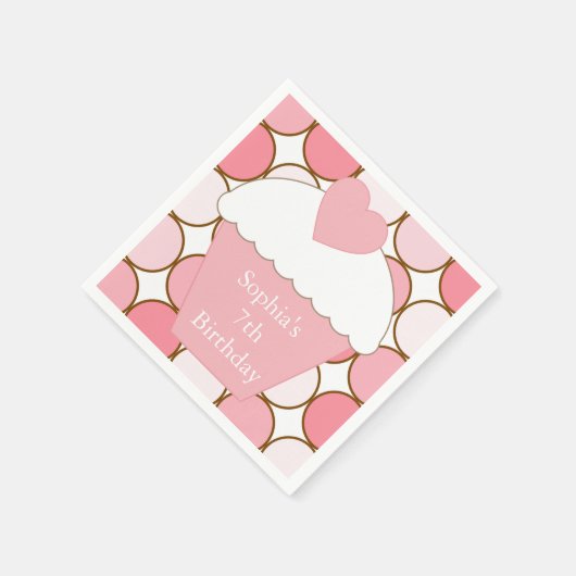 Pink Dots Cupcake Serviette (Ecke)