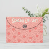 Pink Dots Envelope Girls Babydusche Einladungen (Stehend Vorderseite)