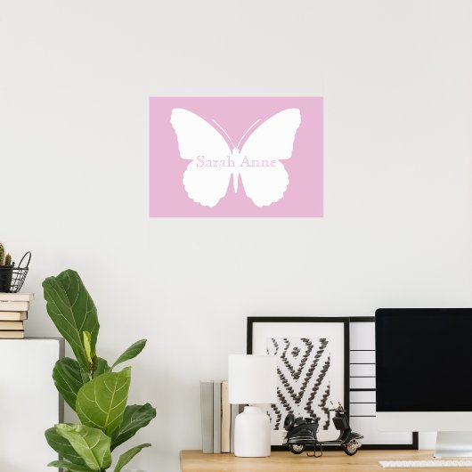 Pink Dotty Butterfly Poster (Heimbüro)