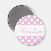 Pink Dotty Round Magnet (Vorderseite/Rückseite)