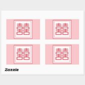 Pink Double Happy - Square Rechteckiger Aufkleber (Blatt)