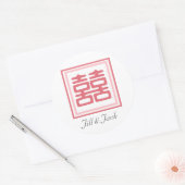 Pink Double Happy - Square Runder Aufkleber (Umschlag)
