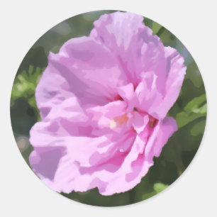 Pink, Double Hibiskus, Digital Blume Runder Aufkleber