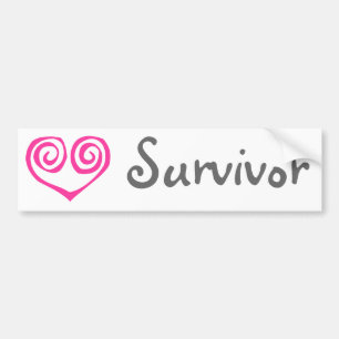 Pink Double Spiral Heart Breast Cancour Survivor Autoaufkleber