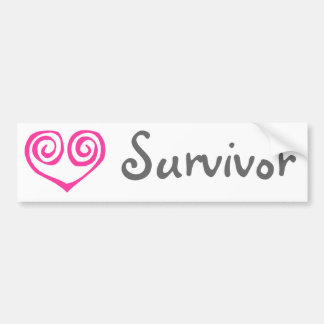 Pink Double Spiral Heart Breast Cancour Survivor Autoaufkleber