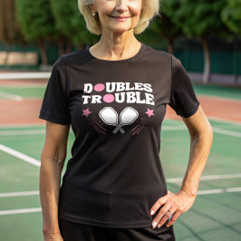 Pink Doubles Trouble Pickleball Partner Turnier T-Shirt
