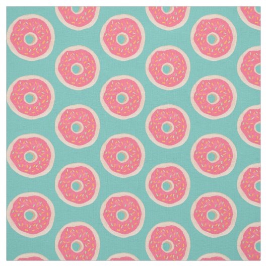 Pink Doughnut mit Sprinklen Muster auf Aqua Blue Stoff (Muster)