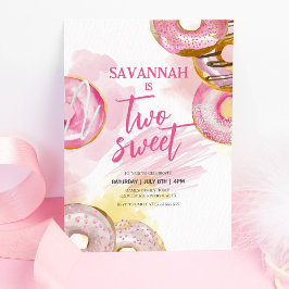 Pink Doughnut Two Sweet Donut 2. Geburtstag Einladung