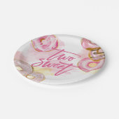 Pink Doughnut Two Sweet Donut 2. Geburtstag Pappteller (Schrägansicht)
