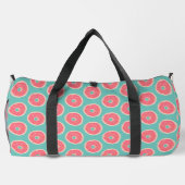 Pink Doughnut with Sprinkles Pattern on Aqua Blue Duffle Bag (Rückseite)