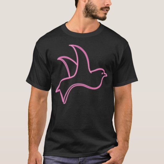 Pink Dove Flying Retro-Taube 80er und 90er T-Shirt (Vorderseite)