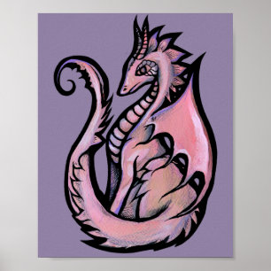 Pink Dragon Art niedliche Drachen entwerfen Geek G Poster