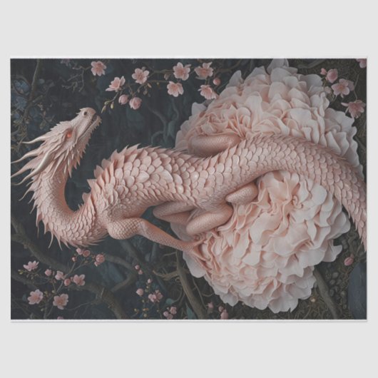 Pink Dragon Floral Garden Seidenpapier (Vorderseite)