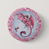 Pink Dragon of Spring Nature Fantasy Art Button (Vorderseite)