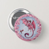Pink Dragon of Spring Nature Fantasy Art Button (Vorne & Hinten)