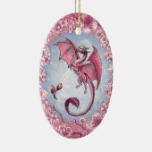 Pink Dragon of Spring Nature Fantasy Art Keramikornament (Rechts)