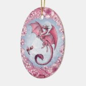 Pink Dragon of Spring Nature Fantasy Art Keramikornament (Links)