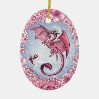 Pink Dragon of Spring Nature Fantasy Art Keramikornament