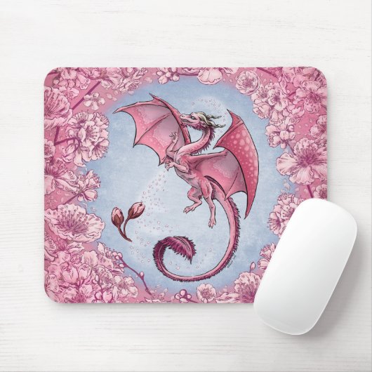Pink Dragon of Spring Nature Fantasy Art Mousepad (Mit Mouse)