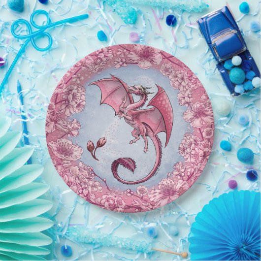Pink Dragon of Spring Nature Fantasy Art Pappteller (Party)
