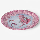 Pink Dragon of Spring Nature Fantasy Art Pappteller (Schrägansicht)