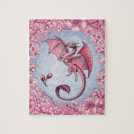 Pink Dragon of Spring Nature Fantasy Art Puzzle (Vertikal)