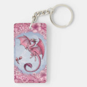 Pink Dragon of Spring Nature Fantasy Art Schlüsselanhänger (Rückseite)