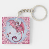 Pink Dragon of Spring Nature Fantasy Art Schlüsselanhänger (Rückseite)