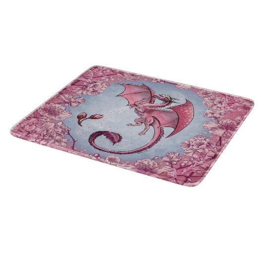 Pink Dragon of Spring Nature Fantasy Art Schneidebrett (Ecke)