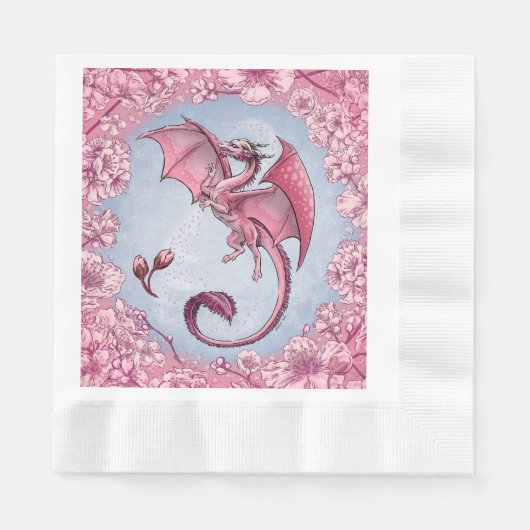 Pink Dragon of Spring Nature Fantasy Art Serviette (Vorderseite)