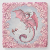 Pink Dragon of Spring Nature Fantasy Art Steinuntersetzer (Vorderseite)