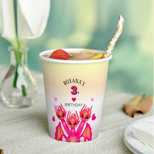 Pink dragon pappbecher