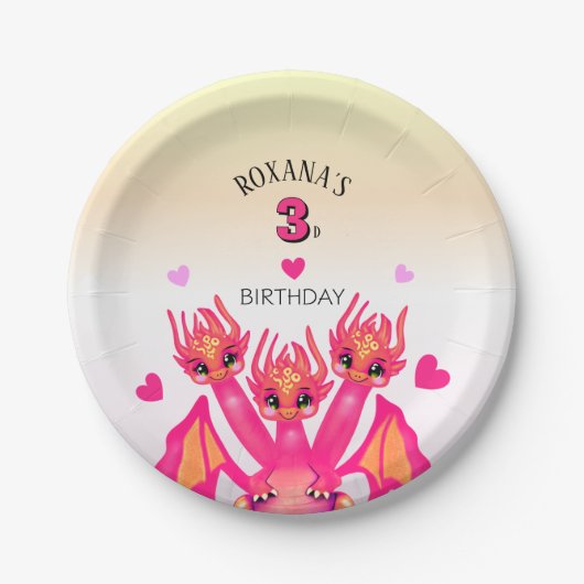 Pink dragon pappteller (Vorderseite)