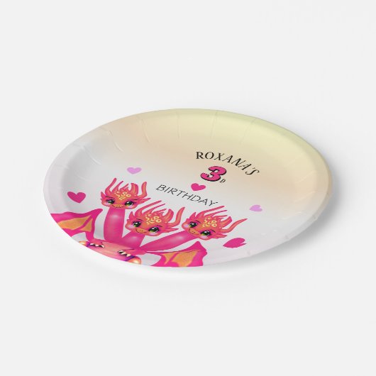 Pink dragon pappteller (Schrägansicht)