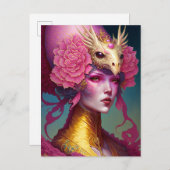 Pink Dragon Skull Fantasy Art Postkarte (Vorne/Hinten)