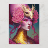 Pink Dragon Skull Fantasy Art Postkarte (Vorderseite)