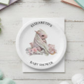 Pink Dragon Watercolor Kinderdusche Pappteller