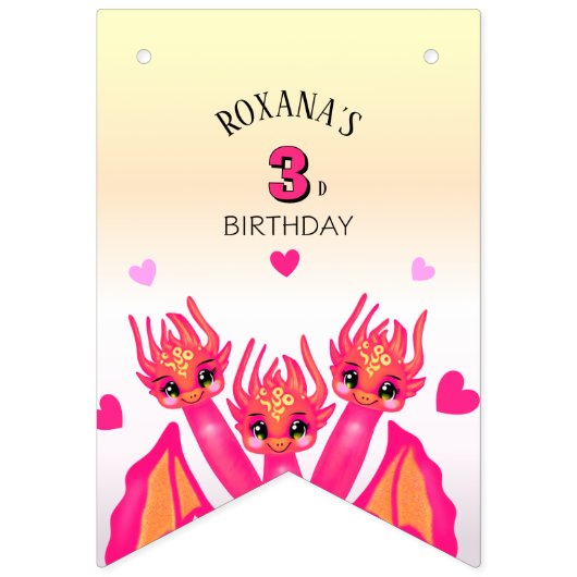 Pink dragon wimpelkette (Erste Fahne)