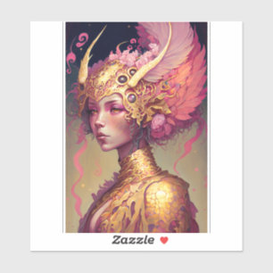 Pink Dragon Woman Fantasy Art Aufkleber