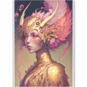 Pink Dragon Woman Fantasy Art Aufkleber (Vorderseite)