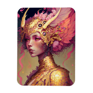 Pink Dragon Woman Fantasy Art Magnet