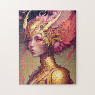 Pink Dragon Woman Fantasy Art Puzzle