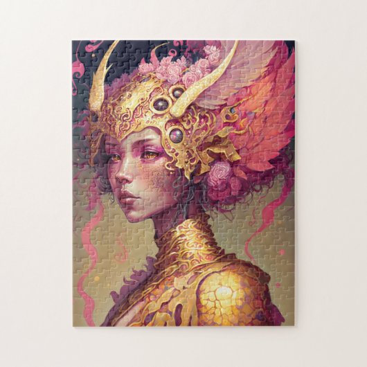 Pink Dragon Woman Fantasy Art Puzzle (Vertikal)