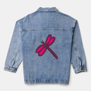 PINK DRAGONFLY ART LADIES DENIM JACKET JEANSJACKE