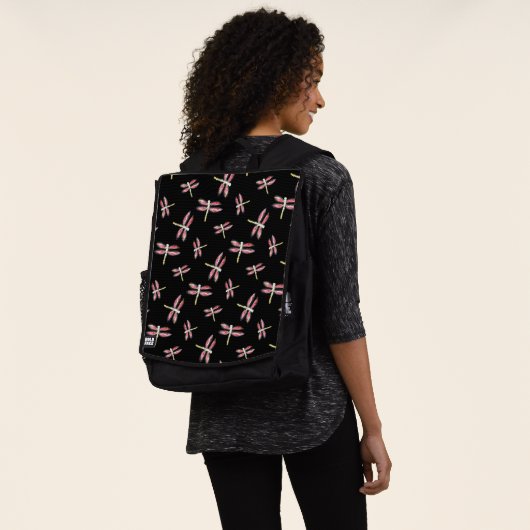 Pink Dragonfly Bugs Pattern Rucksack (Ausgewaschen)