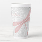 Pink Dragonfly Personalisiert Latte Tasse (Vorderseite)