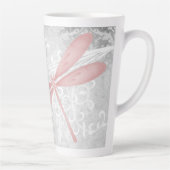 Pink Dragonfly Personalisiert Latte Tasse (Rechts)