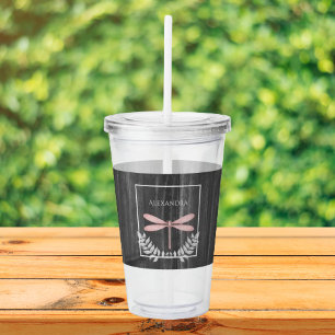 Pink Dragonfly Personalisierter Akryllischer Tumbl Acryltrinkbecher